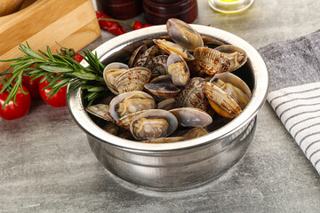 Raw vongole clams for cooking