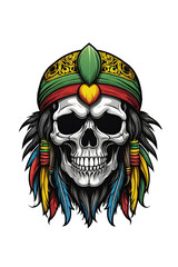 Fototapeta premium Skull with indian headdressillustration 