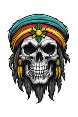 Skull with indian headdressillustration 