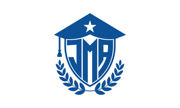 JMA three letter iconic academic logo design vector template. monogram, abstract, school, college, university, graduation cap symbol logo, shield, model, institute, educational, coaching canter, tech
