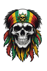 Fototapeta premium Skull with indian headdressillustration 
