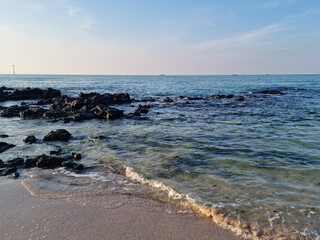 This is Gwakji Beach in Jeju Island, which has basalt rocks.
