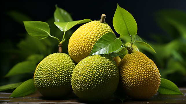 Breadfruit isolated on black background, close up of a fruit HD 8K wallpaper Stock Photographic Image