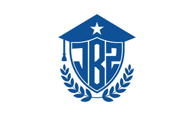JBZ three letter iconic academic logo design vector template. monogram, abstract, school, college, university, graduation cap symbol logo, shield, model, institute, educational, coaching canter, tech