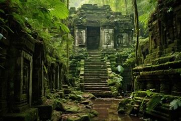 Ruins of Beng Mealea temple in Bali, Indonesia, AI Generated - obrazy, fototapety, plakaty