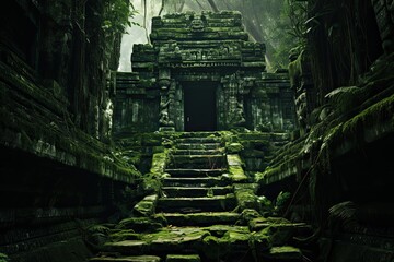 Ruins of Beng Mealea Temple, Bali, Indonesia, AI Generated - obrazy, fototapety, plakaty