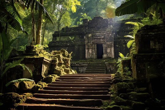 Ruins of Beng Mealea temple in Bali, Indonesia, AI Generated