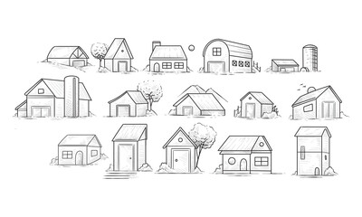 Fototapeta premium wooden house handdrawn collection