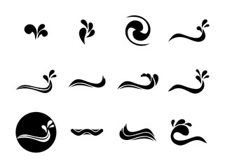 water splash vector icon, sea wave logo