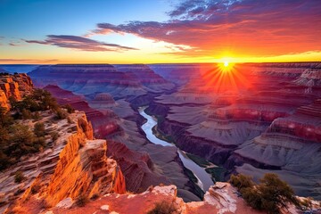Sunset over the Grand Canyon National Park, Arizona, United States, AI Generated