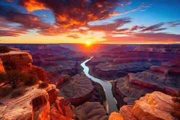 Arizona Grand Canyon National Park at sunset, USA. Travel destination, AI Generated