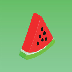 Water Melon Fruit. Bright juicy summer fruit concept. Realistic 3d object cartoon style. Vector colorful illustration.