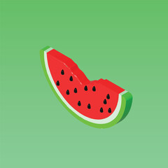 Water Melon Fruit. Bright juicy summer fruit concept. Realistic 3d object cartoon style. Vector colorful illustration.