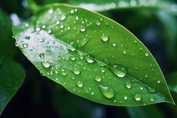 Macro photography capturing the vibrant hues of lush green leaves in intricate detail