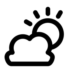 clouds and sun line icon