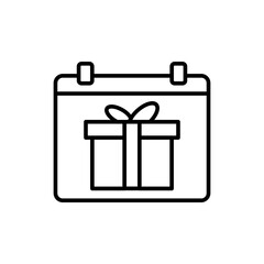 Birthday calendar outline icons, minimalist vector illustration ,simple transparent graphic element .Isolated on white background