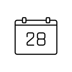 28th calendar outline icons, minimalist vector illustration ,simple transparent graphic element .Isolated on white background