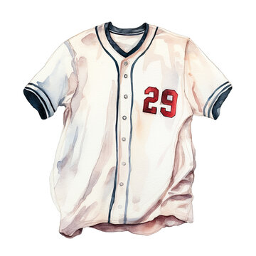 Baseball jersey watercolor clipart on transparent background