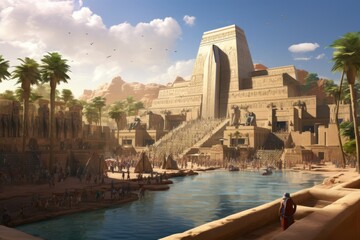 Ruins of the Temple of Debod in Luxor, Egypt, AI Generated