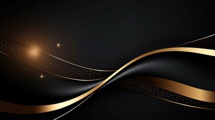Luxury background with golden line decoration and curve light effect with bokeh elements. Generative Ai