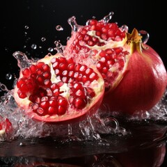 pomegranate food fresh water slice healthy juicy tropical isolated vitamin splash