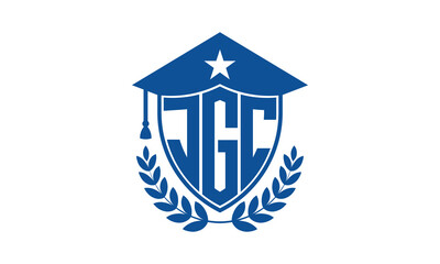 JGC three letter iconic academic logo design vector template. monogram, abstract, school, college, university, graduation cap symbol logo, shield, model, institute, educational, coaching canter, tech