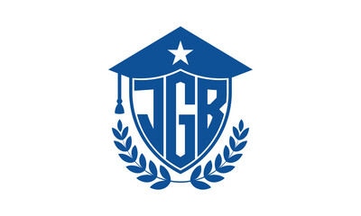 JGB three letter iconic academic logo design vector template. monogram, abstract, school, college, university, graduation cap symbol logo, shield, model, institute, educational, coaching canter, tech