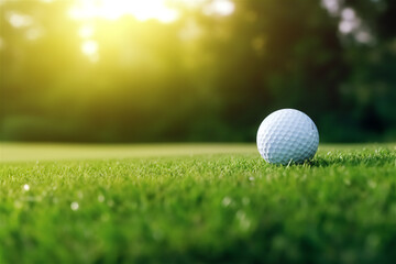 a golf ball sitting on grass, on a golf course