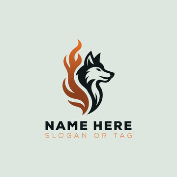 Elegant Fire Wolf Logo