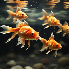 Fototapeta premium Goldfish Harmonious Dive into the Timeless Beauty and Artful Charms of Ornamental Aquatics ai generated