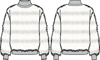 UNISEX WEAR HIGH NECK BORG FLEECE SWEATER FRONT AND BACK FASHION FLAT DESIGN VECTOR ILLUSTRATION © M A A Designs