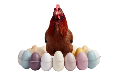 A Calming Pastel Chicken Creation on White or PNG Transparent Background