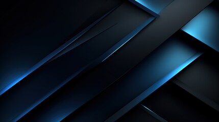 Modern black blue abstract background. Minimal. Color gradient. Dark. Web banner. Geometric shape. 3d effect. Lines stripes triangles. Design. Futuristic. Luxury. Premium. Generative Ai