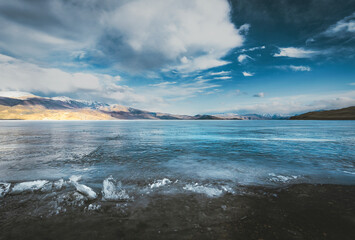 Winter Scene: Frozen Lake Tso Moriri, Ladakh, India