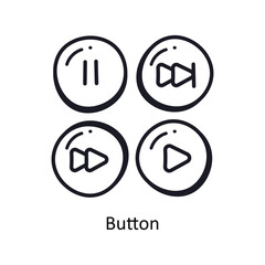 Button vector  outline doodle Design illustration. Symbol on White background EPS 10 File 