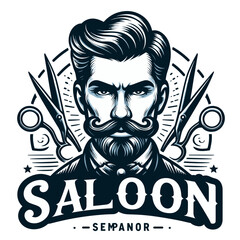 saloon face illustration ,hand drawn salloon  face illustration man face illustration for saloon .
.
