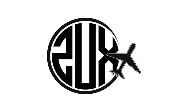 ZUX three initial letter circle tour & travel agency logo design vector template. hajj Umrah agency, abstract, wordmark, business, monogram, minimalist, brand, company, flat, tourism agency, tourist