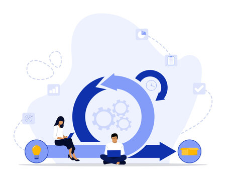 Scrum method concept illustration