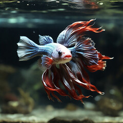 Betta Majestic Dive into the Radiant World of Siamese Splendor and Aquatic Royalty ai generated