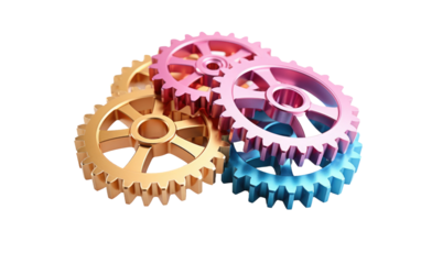 Gears Weaving the Fabric of Time on White or PNG Transparent Background