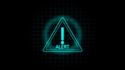 Digital Cyber Security and safety information, Flashing warning sign  on black background.