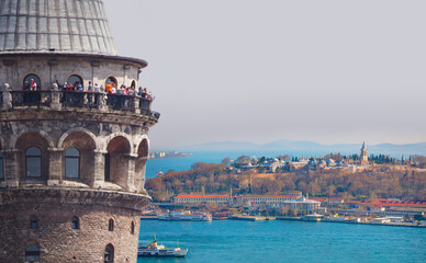 Aerial view of Topkapi Palace with Galata Tower - Istanbul, Turkey