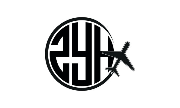 ZYH three initial letter circle tour & travel agency logo design vector template. hajj Umrah agency, abstract, wordmark, business, monogram, minimalist, brand, company, flat, tourism agency, tourist