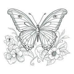 Clean coloring book page of a Butterfly