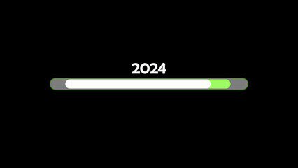 White loading bar from 2023 to 2024 new year transfer illustration.