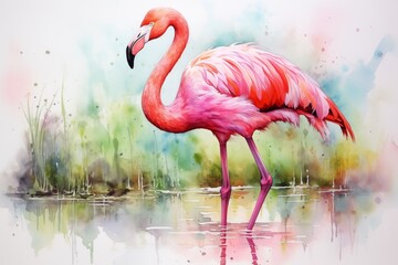 Flamingo watercolor style 