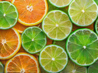Fototapeta premium lime slices background for advertising and design; lemon, orange