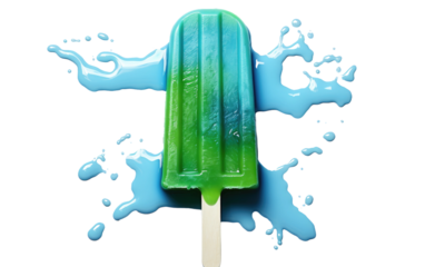 Popsicle Dripping in Shades of Refreshment on White or PNG Transparent Background