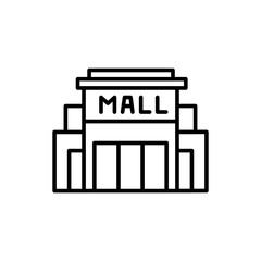 Mall building outline icons, minimalist vector illustration ,simple transparent graphic element .Isolated on white background