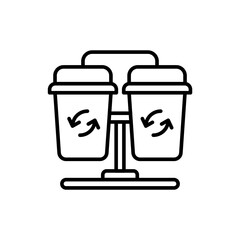 Recycle trash outline icons, minimalist vector illustration ,simple transparent graphic element .Isolated on white background